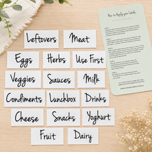 Load image into Gallery viewer, Custom fridge organisation labels for food storage containers and baskets