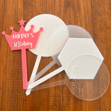 Load image into Gallery viewer, Personalized acrylic cake topper for a wedding with “Mr & Mrs” design