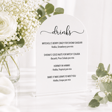 Load image into Gallery viewer, A5 Arch - Wedding Signage Drinks List Menu - Love and Labels