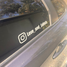 Load image into Gallery viewer, Car Window Sticker - Instagram Handle - Love and Labels