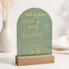Load image into Gallery viewer, Personalised Acrylic Market Stall Sign with Logo & Social Media Details - Love and Labels