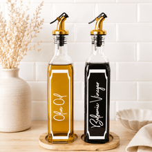 Load image into Gallery viewer, Personalised Oil & Vinegar Bottle Labels – Modern Bordered Design - Love and Labels