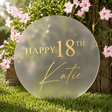 Load image into Gallery viewer, Personalised Round Acrylic Sign | Custom Event Signage - Love and Labels