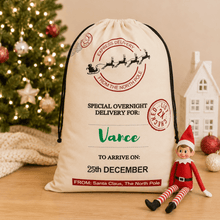 Load image into Gallery viewer, Personalised Santa Sack - Overnight Delivery - Love and Labels