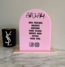 Load image into Gallery viewer, Social Media Business Sign - A5 Arch - Love and Labels