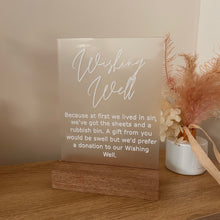 Load image into Gallery viewer, customizable wishing well sign for wedding made in australia