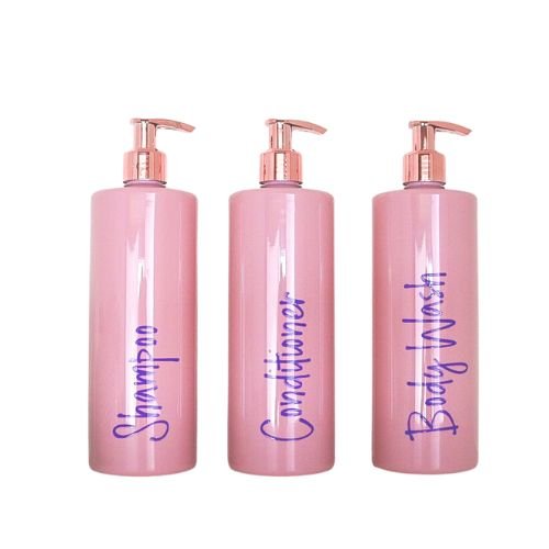 500ml Dusty Pink Bathroom Bottles, DIY Labels - Love and Labels