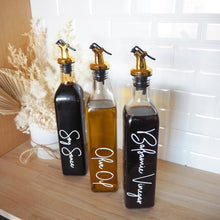 Load image into Gallery viewer, 500ml Glass Oil Bottle, glass bottle for oil, pantry organisation containers - Love and Labels