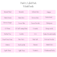 Load image into Gallery viewer, Close-up of a variety of pre-made pantry labels specifically designed for whole foods.