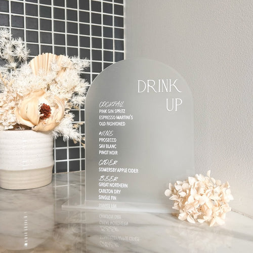 A5 Arch - Wedding Signage Drinks List Menu - Love and Labels