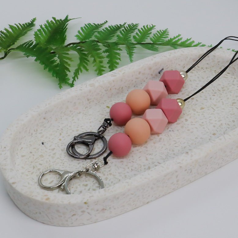 Blush Pink Beaded Lanyard Personalised Love And Labels blush-pink-beaded-lanyard-personalised-love-and-labels