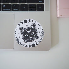 Load image into Gallery viewer, Cat and Moon Phase Sticker, mystical stickers, planner stickers au - Love and Labels
