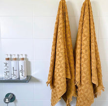 Load image into Gallery viewer, set of three refillable bathroom bottles with waterproof labels made in australia