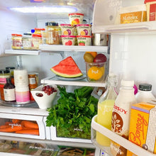 Load image into Gallery viewer, Customizable fridge labels on fruit and vegetable trays for easy organization