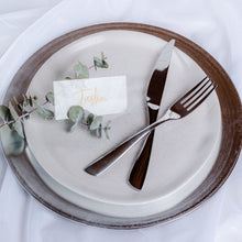 Load image into Gallery viewer, Beautiful personalised wedding seating card with guests name, perfect for elegant table decor arrangements