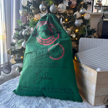 Load image into Gallery viewer, Personalised Santa Sack - Green Express Delivery - Love and Labels