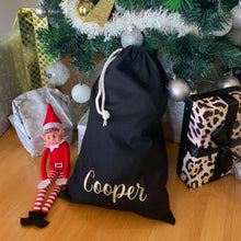 Load image into Gallery viewer, personalised drawstring bag, christmas sack, personalised name labels- Love and Labels
