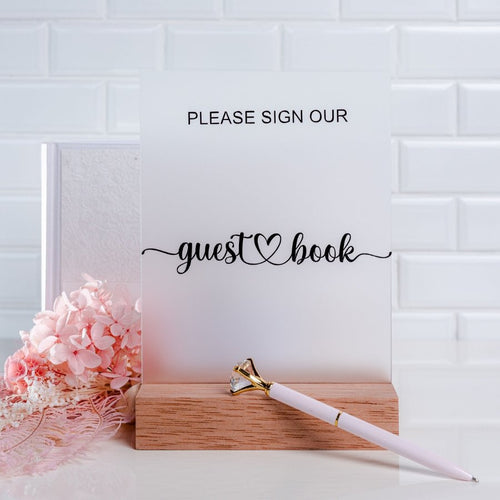 Acrylic Guest Book Signage for Wedding- love and labels
