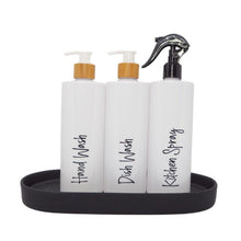 Load image into Gallery viewer, Refillable Kitchen Bottle Set, refillable spray bottles, refillable handwash bottles - Love and Labels