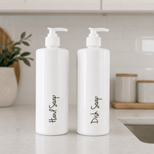 Load image into Gallery viewer, 500ml Bathroom Bottles, with Black / White Pump and Custom Label - Love and Labels
