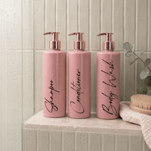 Load image into Gallery viewer, 500ml Dusty Pink Bathroom Bottles with Custom Labels - Love and Labels
