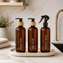 Load image into Gallery viewer, 500ml Refillable Kitchen Bottle Pump and Spray Set - Love and Labels
