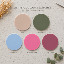 Load image into Gallery viewer, Acrylic color swatches labeled with names on a textured surface.
