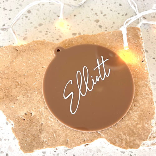 Personalised Acrylic Bauble | Custom Name Christmas Ornament, round ornament with custom name