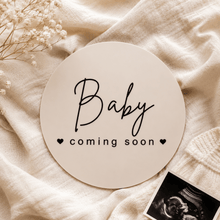 Load image into Gallery viewer, Baby coming soon announcement disc - Love and Labels
