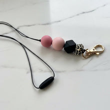 Load image into Gallery viewer, Blush pink, black and Leopard print Lanyard - Love and Labels
