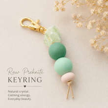 Load image into Gallery viewer, Crystal Keyring | Rose Quartz &amp; Prehnite Silicone Beaded Keyrings - Love and Labels
