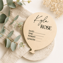 Load image into Gallery viewer, Custom Birth Announcement Plaque - Balloon - Love and Labels
