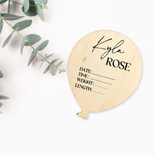 Load image into Gallery viewer, Custom Birth Announcement Plaque - Balloon - Love and Labels
