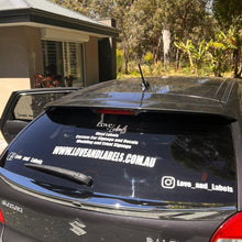 Load image into Gallery viewer, personalised car window stickers for back window made in australia from waterproof vinyl
