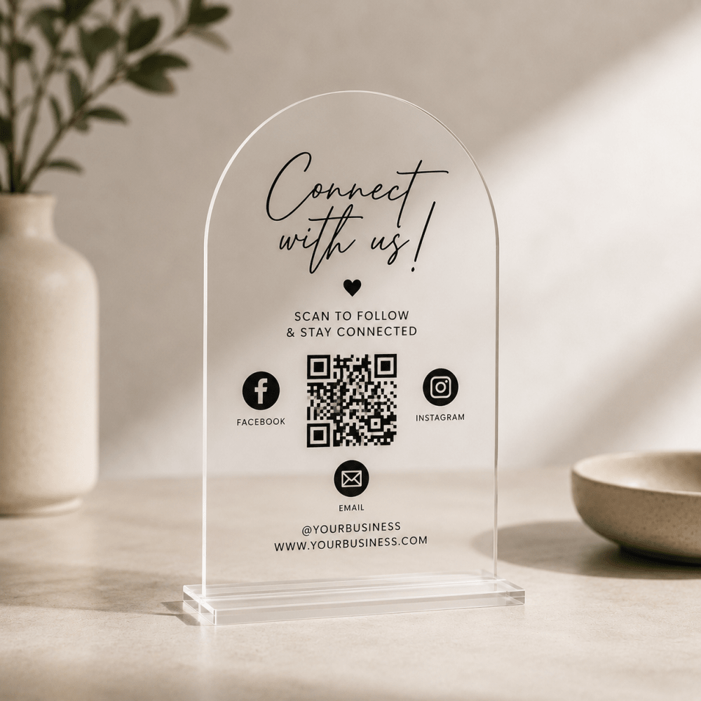 Custom QR Code Business Sign Australia | Acrylic Social Media Sign ...