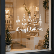 Load image into Gallery viewer, Merry Christmas Window Decal with Christmas Trees - Love and Labels
