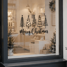 Load image into Gallery viewer, Merry Christmas Window Decal with Christmas Trees - Love and Labels
