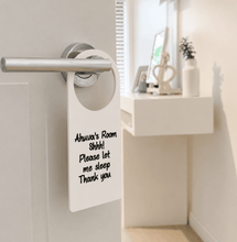 Load image into Gallery viewer, Personalised Acrylic Door Hanger Sign | Custom Door Knob Sign - Love and Labels
