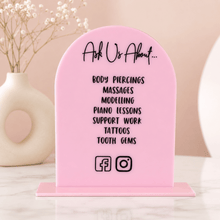 Load image into Gallery viewer, Personalised Acrylic Market Stall Sign with Logo &amp; Social Media Details - Love and Labels
