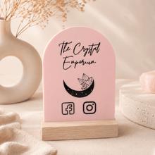Load image into Gallery viewer, Personalised Acrylic Market Stall Sign with Logo &amp; Social Media Details - Love and Labels
