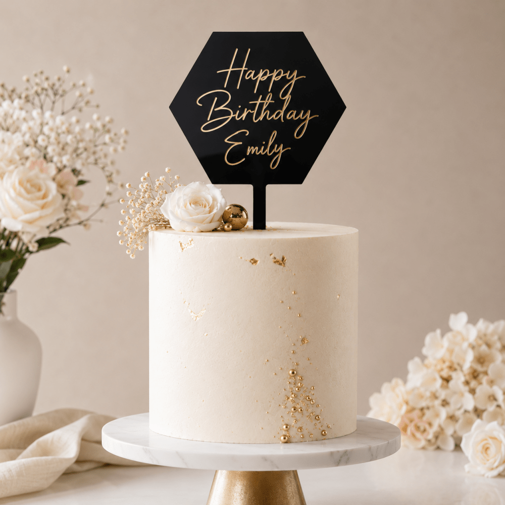 Personalised Acrylic Cake Topper | Custom Birthday & Wedding Topper ...
