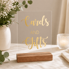 Load image into Gallery viewer, Personalised Cards &amp; Gifts Sign – Acrylic Wedding Sign - Love and Labels
