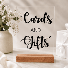 Load image into Gallery viewer, Personalised Cards &amp; Gifts Sign – Acrylic Wedding Sign - Love and Labels
