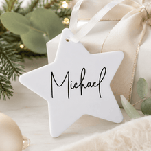 Load image into Gallery viewer, Personalised Christmas Star Bauble | Custom Name Ornament - Love and Labels
