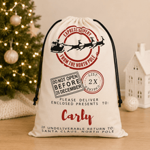 Load image into Gallery viewer, Personalised Express Delivery Santa Sack | North Pole Christmas Sack - Love and Labels
