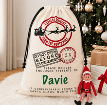 Load image into Gallery viewer, Personalised Express Delivery Santa Sack | North Pole Christmas Sack - Love and Labels

