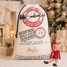 Load image into Gallery viewer, Personalised Express Delivery Santa Sack | North Pole Christmas Sack - Love and Labels
