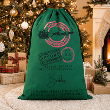 Load image into Gallery viewer, Personalised Green Santa Sack - Love and Labels
