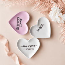 Load image into Gallery viewer, Personalised Heart Shaped Trinket Tray - Love and Labels
