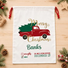 Load image into Gallery viewer, Personalised Santa Sack - Christmas Truck - Love and Labels
